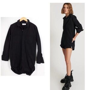 One Teaspoon Black Long-Sleeve Romper Jumpsuit